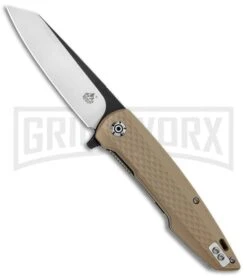 QSP Phoenix Tan G-10 Liner Lock Knife - Two-Tone Plain