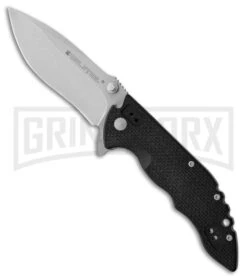 Real Steel E77 Black G-10 Manual Folding Knife - Bead Blast Plain