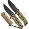 Rite Edge Hunter's Guilt Green Camo Knife Set W/ Flashlight - Black Plain