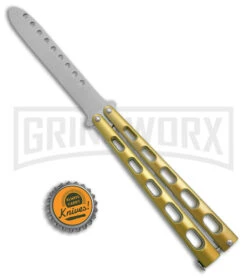 Ronin Gear Gold Balisong Trainer Butterfly Knife - Satin Plain -Knife Store Ronin Gear Gold Balisong Butterfly Trainer Satin BHQ 177219 jr bottlecap large
