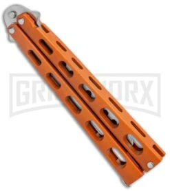 Ronin Gear Orange Balisong Trainer Butterfly Knife - Satin Plain -Knife Store Ronin Gear Orange Balisong Trainer Butterfly Satin GX 37346 jr side large