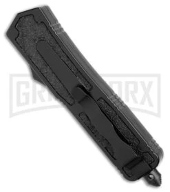 Rumble Black D/A OTF Automatic Knife - Dagger Black Full Serr -Knife Store Rumble black DA OTF Auto Dagger Black Full Serr GX 23760 jr side large