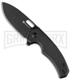 SENCUT Acumen Black G-10 Liner Lock Knife - Black Stonewash Plain