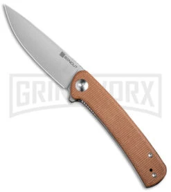 SENCUT Neches Brown Micarta Liner Lock Knife - Satin Plain