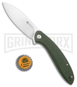 SENCUT San Angelo Green Micarta Flipper Pocket Knife - Satin Plain S21003-3 -Knife Store SENCUT San Angelo LL Green Micarta Satin BHQ 175277 jr bottlecap large