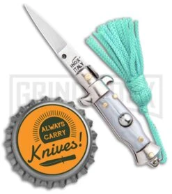 Italian Stiletto Gray Automatic Knife Teal Keychain - Flat Grind 7 Italian Stiletto Gray Automatic Knife Teal Keychain - Flat Grind -Knife Store SKM Italian Stiletto Keychain Auto Silver Teal Satin BHQ 102942 jr bottlecap large