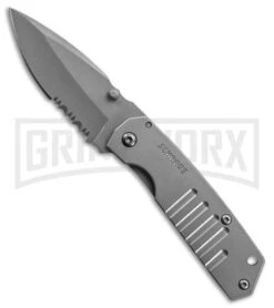Schrade Mini Frame Lock Gray Folding Knife - Gray Serr