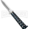 Scoundrel Balisong Black/Blue Butterfly Knife - Satin Plain