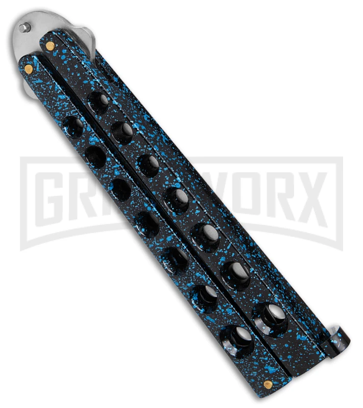 Scoundrel Balisong Black/Blue Butterfly Knife - Satin Plain 2 Scoundrel Balisong Black/Blue Butterfly Knife - Satin Plain - Image 2