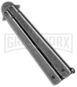 Skipper Black SW Balisong Butterfly Knife - Black Stonewash Plain -Knife Store Skipper black SW Blaisong Butterfly Knife Black SW Plain GX 22537 jr side large