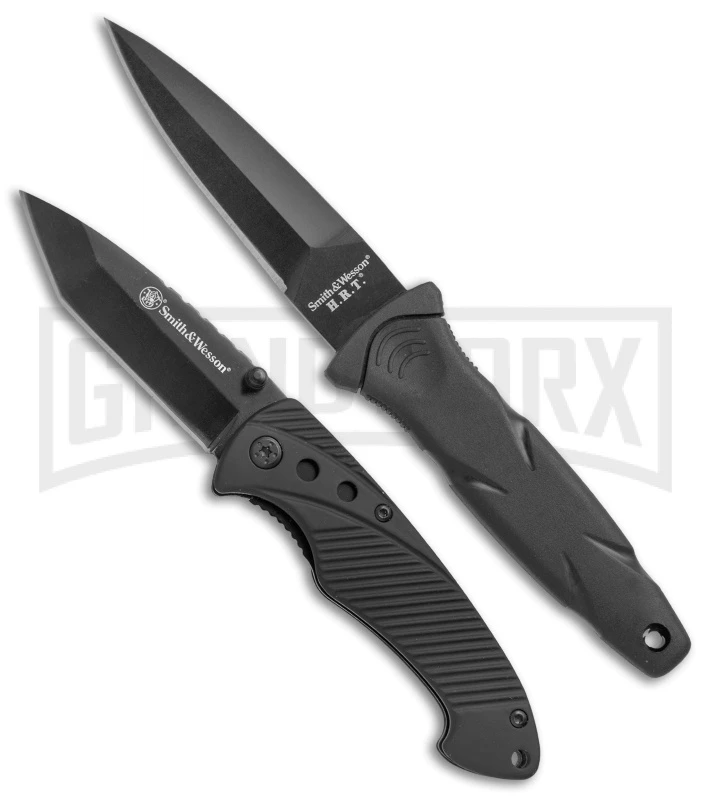 Smith & Wesson Fixed Blade/Folding Knife Gift Pack - Black 1 Smith & Wesson Fixed Blade/Folding Knife Gift Pack - Black
