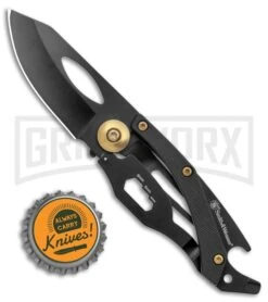 Smith & Wesson Black Multi-Tool Folding Knife Stainless Steel - Black Plain -Knife Store Smith and Wesson Multi Tool Stainless Steel 2in Blade BHQ 125120 jr bottlecap large