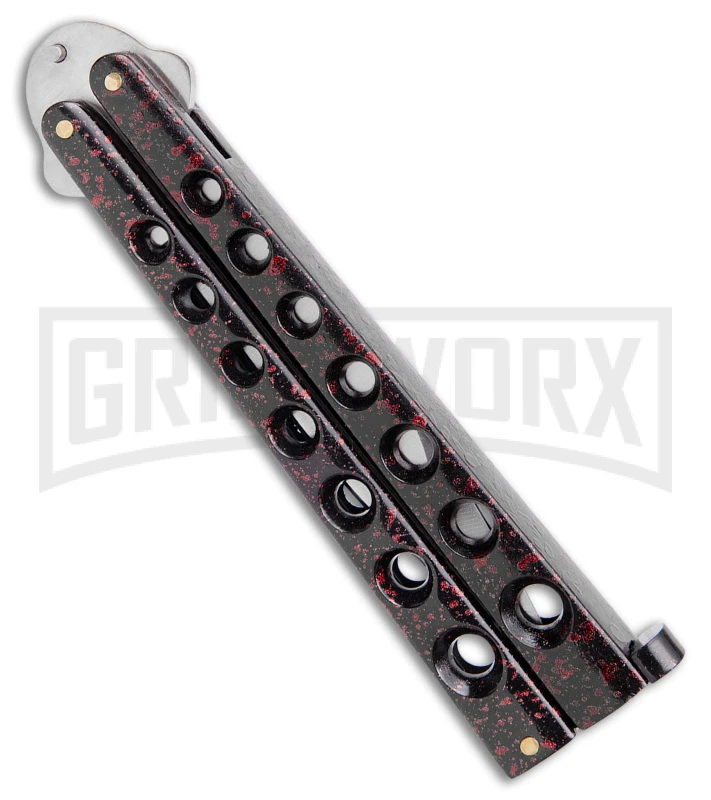 Scoundrel Balisong Black Red Butterfly Knife - Satin Plain 2 Scoundrel Balisong Black Red Butterfly Knife - Satin Plain - Image 2