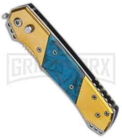 Front Page -Knife Store Super Knife Croc Auto Stainless Gold Blue Serr GX 35767 jr spine large
