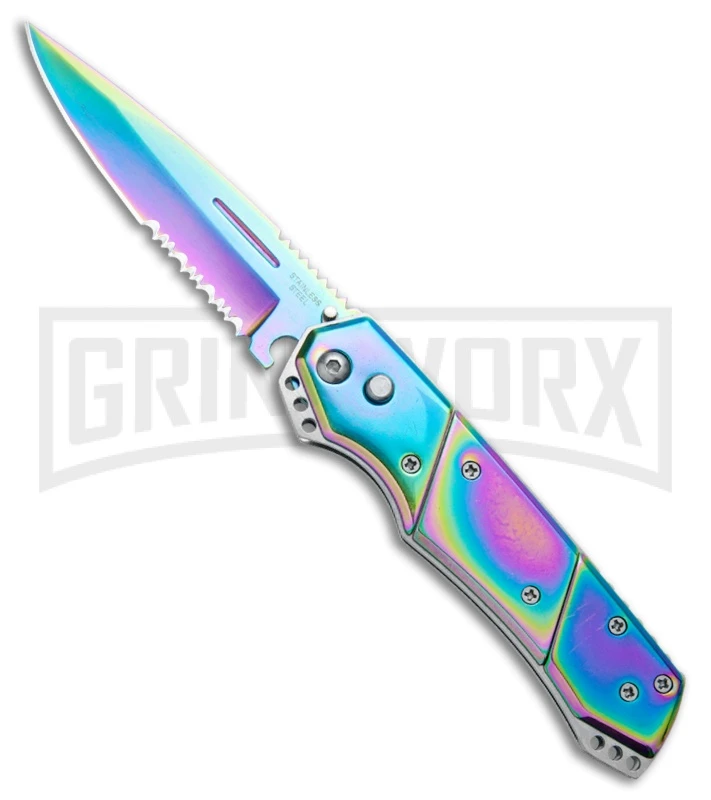 Super Knife Croc Automatic Knife Stainless Rainbow Spectrum (3.5 Spectrum) Serr 1 Super Knife Croc Automatic Knife Stainless Rainbow Spectrum (3.5 Spectrum) Serr