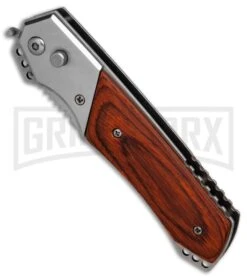 Super Knife Croc Automatic Knife Stainless W/ Rosewood Inlay - Satin Serr -Knife Store Super Knife Croc Stainless Rosewood Inlay satin serr BP 30075 er spine large