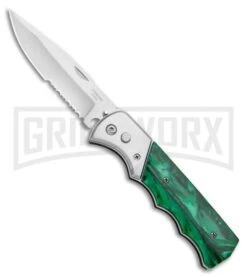 Super Knife Dingo Green Acrylic Automatic Knife - Satin Serr
