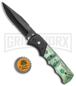 Super Knife Dingo Money Print Automatic Knife - Black Serr 7 Super Knife Dingo Money Print Automatic Knife - Black Serr -Knife Store Super Knife Dingo Money Print Auto Black Serr GX 35773 jr bottlecap large