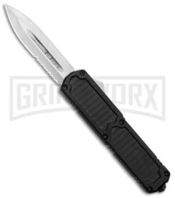 Titan Black D/A OTF Automatic Knife - Carbon Fiber Inlay - Dagger Satin Serr