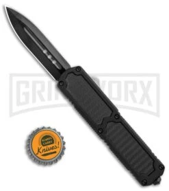 Titan Black D/A OTF Sim Carbon Fiber Automatic Knife - Dagger Black Plain -Knife Store Titan Black DA OTF Sim CF Auto Dagger Black GX 34299 jr bottlecap large