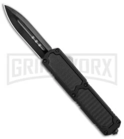 Titan Black D/A OTF Sim Carbon Fiber Automatic Knife - Dagger Black Plain