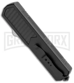 Titan Black D/A OTF Sim Carbon Fiber Automatic Knife - Dagger Black Plain -Knife Store Titan Black DA OTF Sim CF Auto Dagger Black GX 34299 jr side large
