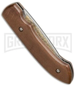 Zlatoust Walnut Wood Russian Automatic Knife (3.5" Mirror) -Knife Store Zlatoust Russian Walnut Wood Mirror BP 19462 jr side large