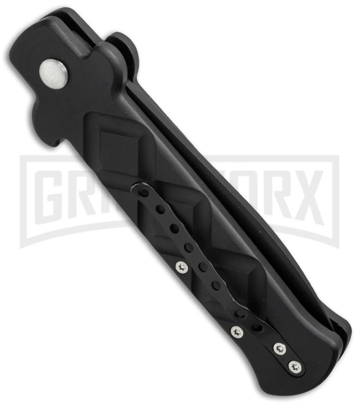 Frank B. Italian Stealth Black Automatic Knife - Black Plain 2 Frank B. Italian Stealth Black Automatic Knife - Black Plain - Image 2