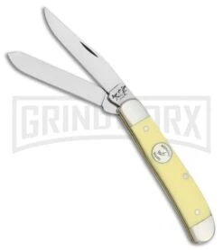 Bear & Son Mini Trapper Yellow Delrin Pocket Knife - Satin Plain
