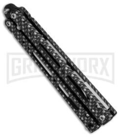 Bear OPS Bear Song IV Sim Carbon Fiber Balisong Butterfly Knife - Black Plain -Knife Store bear ops black cf b 400 aicf b BHQ 36604 dl side 2 large