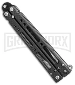 Bear OPS Bear Song IV Carbon Fiber Balisong Butterfly Knife - Black Plain -Knife Store bear ops song IV cf black B 400 CF B BHQ 50069 er side large