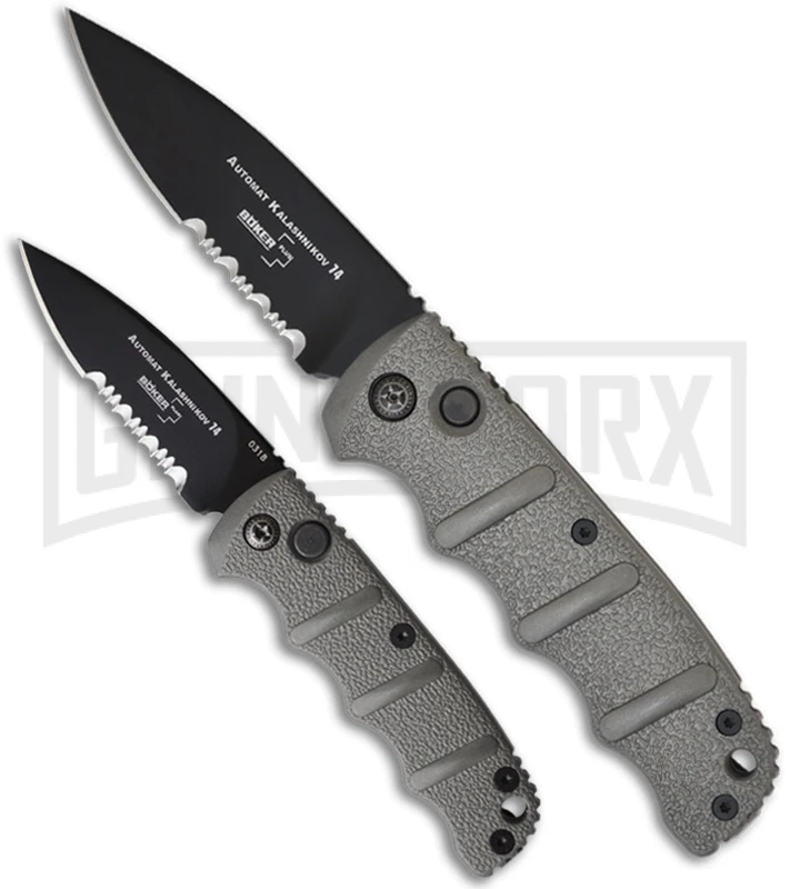 Boker Mini Kalashnikov Gray Automatic Knife - Black Serr 3 Boker Mini Kalashnikov Gray Automatic Knife - Black Serr - Image 3