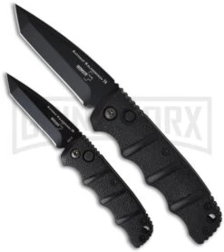 Boker Black Mini Kalashnikov Black Automatic Knife - D2 Black Plain -Knife Store boker kalashnikov mini 01kals73bt size comparison large 1