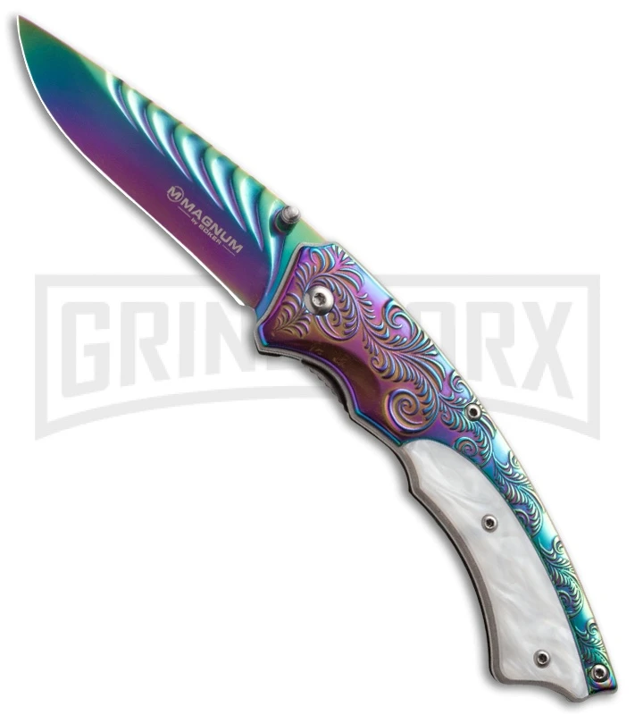 Boker Magnum Pearl Rainbow Folding Knife - Spectrum Plain 1 Boker Magnum Pearl Rainbow Folding Knife - Spectrum Plain