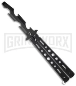 The Flame Black Bottle Opener Balisong Trainer Butterfly Knife