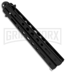 The Flame Black Bottle Opener Balisong Trainer Butterfly Knife -Knife Store bp black wg835 side large