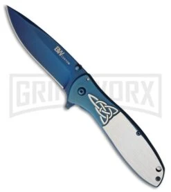 Brian Wilhoite Celtic Trinity Blue Manual Folding Knife - Blue Plain