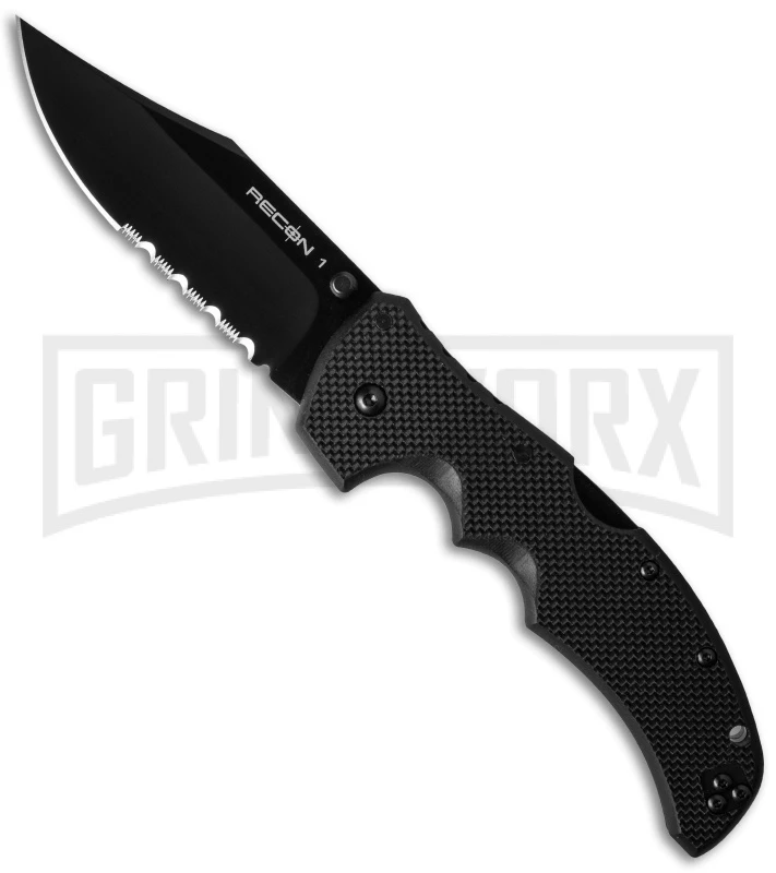 Cold Steel Recon I Clip Point Folding Knife - Black Serr 1 Cold Steel Recon I Clip Point Folding Knife - Black Serr