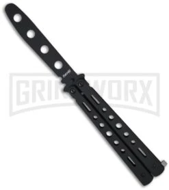 Fury Black Balisong Trainer Butterfly Knife - Black Plain