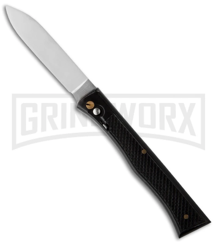 G. David Medium French Black Automatic Knife - Satin Plain 1 G. David Medium French Black Automatic Knife - Satin Plain