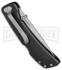 Gerber Knives 39 Series Black Lockback Folding Knife - Satin Plain -Knife Store gerber 39 series 30 001255n black back dl large
