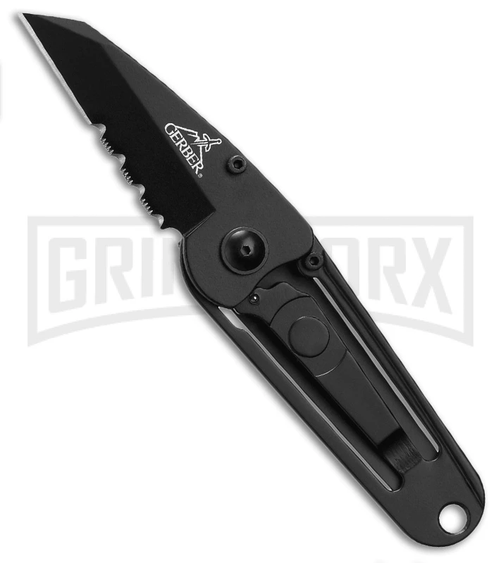 Gerber Ridge Folding Knife Money Clip - Black Serr 1 Gerber Ridge Folding Knife Money Clip - Black Serr