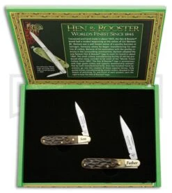 Hen & Rooster Father & Son Barlows 2-Piece Set Brown Jigged Bone Pocket Knife