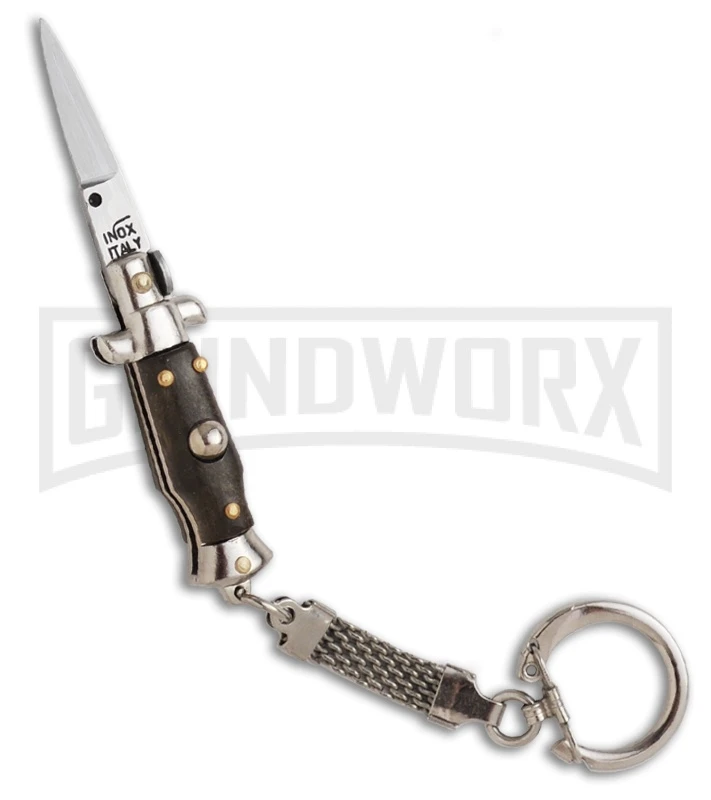 SKM 2.75" Italian Stiletto Keychain Wood Automatic Knife - Bayonet 1 SKM 2.75" Italian Stiletto Keychain Wood Automatic Knife - Bayonet