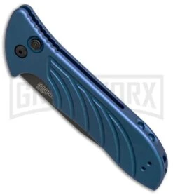 Kershaw Emerson Launch 5 Blue Automatic Knife - Black Plain -Knife Store kershaw emerson launch 5 blue ker7600blublk BHQ 37457 er spine large
