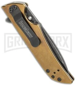 Kershaw Skyline Flytanium Bronze Titanium Folding Knife - Blackwash Plain -Knife Store kershaw fly1760bw bronze side cm large