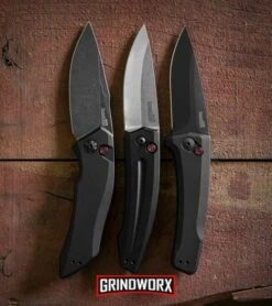 Kershaw Launch 2 Black Aluminum Automatic Knife - Stonewash Plain -Knife Store kershaw launch 1 blackwash 2 sw 3 blk dl large