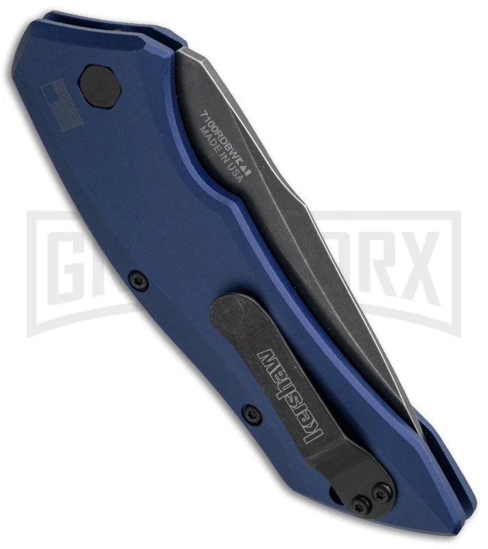 Kershaw Launch 1 Blue Aluminum Automatic Knife - Blackwash Plain 3 Kershaw Launch 1 Blue Aluminum Automatic Knife - Blackwash Plain - Image 3