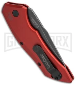 Kershaw Launch 1 Red Aluminum Automatic Knife - Blackwash Plain -Knife Store kershaw launch auto 1 blackwash red side cm large