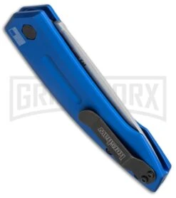 Kershaw Launch 2 Blue Aluminum Automatic Knife - Stonewash Plain 5 Kershaw Launch 2 Blue Aluminum Automatic Knife - Stonewash Plain -Knife Store kershaw launch auto 2 sw 7200blusw side cm large